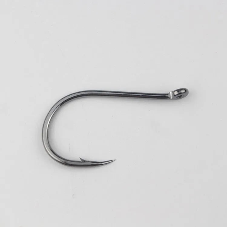 Bulk pack of barbed crooked mouth fishing hooks in alloy carbon steel for rock and sea fishing