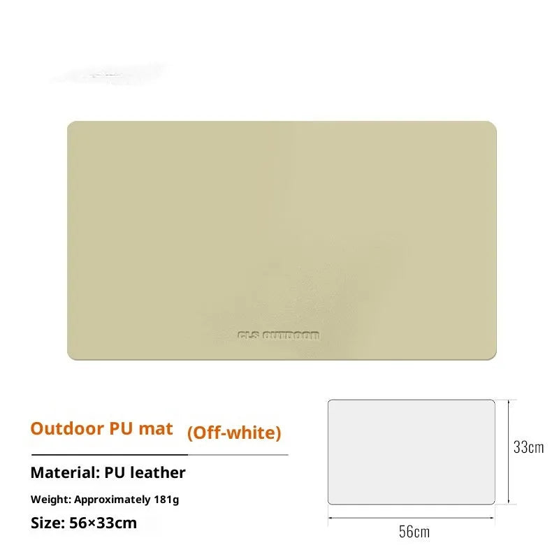 Waterproof PU table mat in beige, large size 56x33cm, with flocked backing, on a dining table