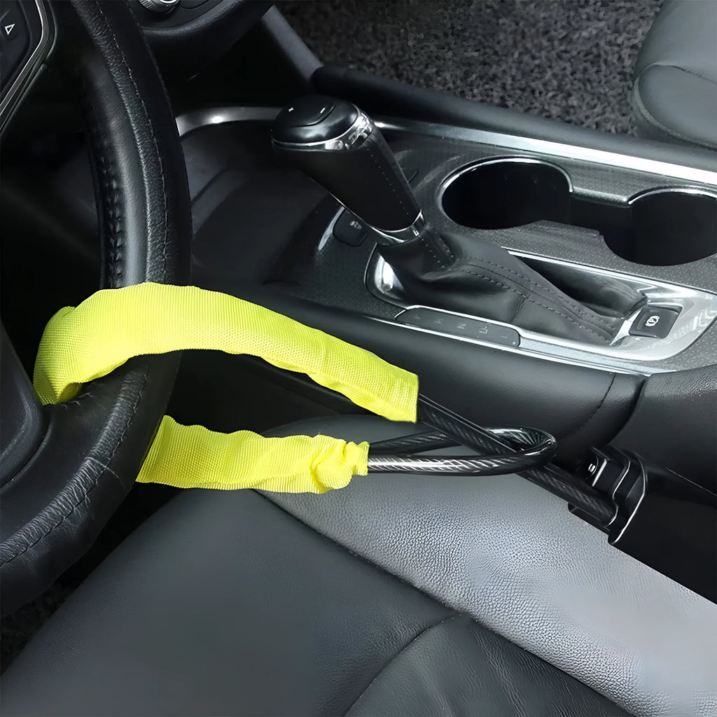 General Motors car steering wheel security lock with wire cable in red colour option