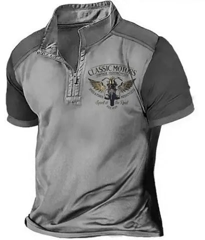 Golf polo shirt in bird eye cloth polyester with digital printing, loose fit pullover style