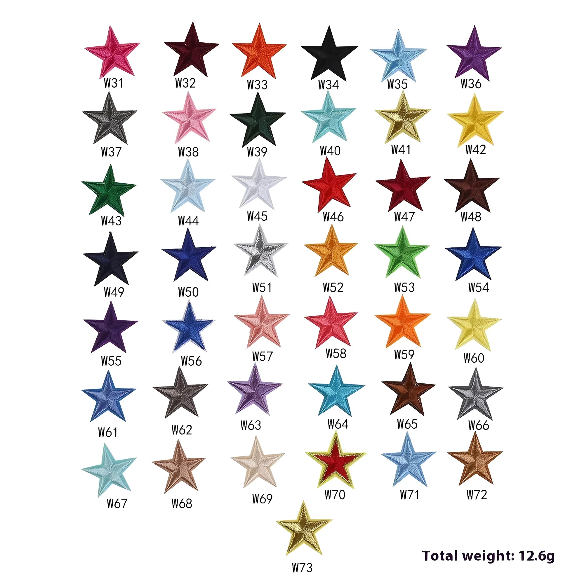 Colourful embroidered five-pointed star cloth stickers for DIY fabric decoration