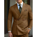 Men's light business two-piece suit jacket and trousers in a cotton blend fabric.