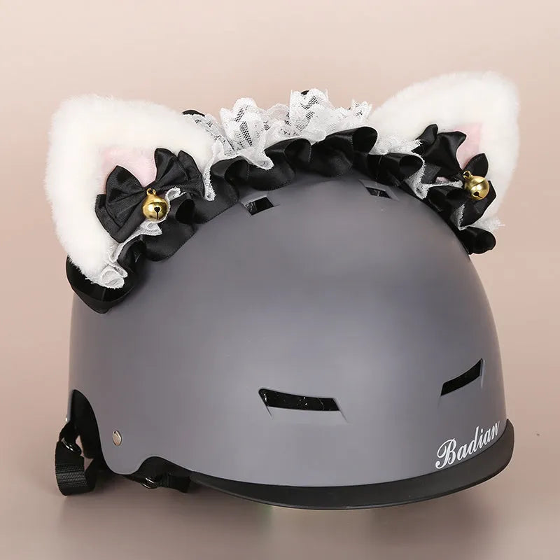 Cute plush cartoon animal character hat designed to decorate a standard ski helmet.