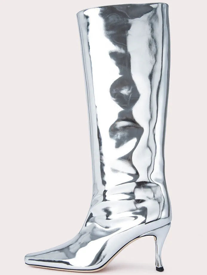 Women's square head cowboy boots in microfiber available in multiple colours including black, grey and patterned options