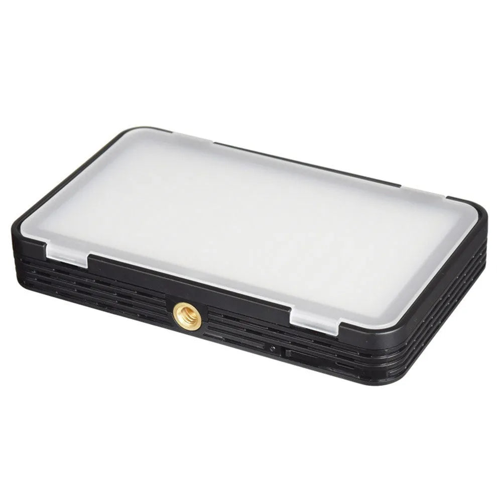 Shenniu M150 ultra-thin LED video light mounted on a mobile phone with L-bracket.
