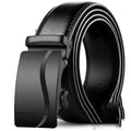 Men's leather belt with automatic buckle, cowhide body, 3.5cm width, black surface finish, size 115cm