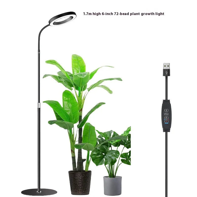 6-inch angel ring floor plant grow light with retractable stand in pearl white aluminium alloy