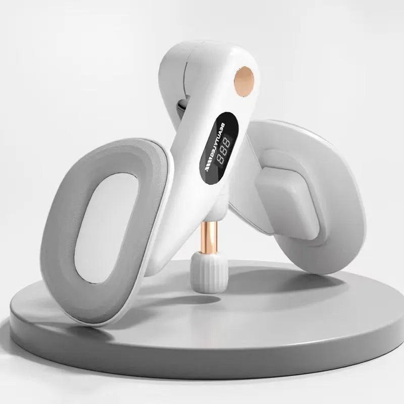 Gray pelvic floor muscle training device with digital counter display on ABS plastic body