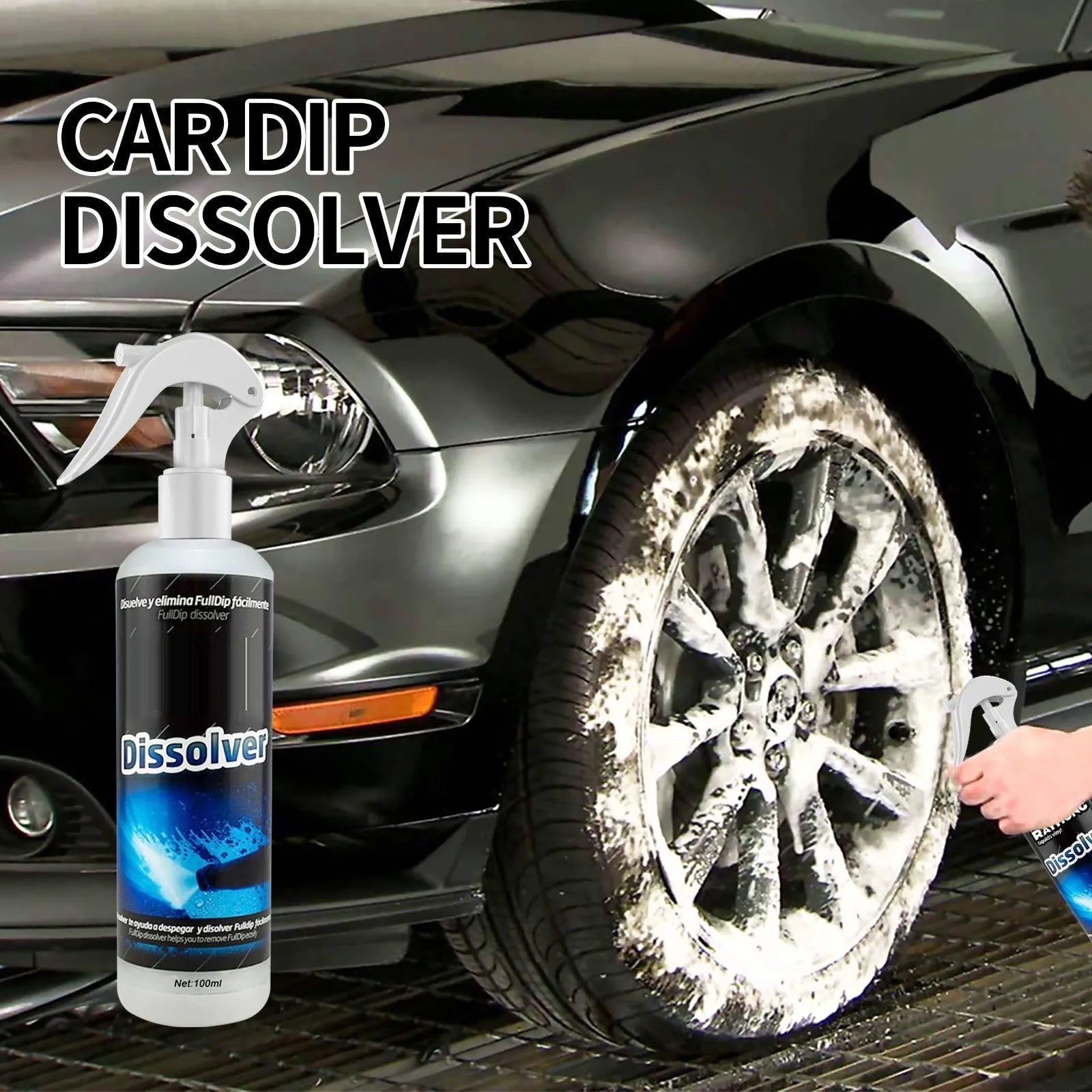 100ml bottle of car foam cleaning agent for interior fabric seats and carpets.