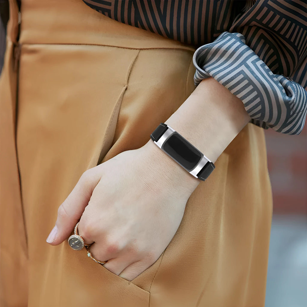 Genuine cowhide leather replacement strap for Fitbit Charge 5 and Charge 6 fitness trackers