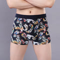 Purified cotton men's boxer briefs in a floral pattern showing mid waist and U-shaped pouch design.