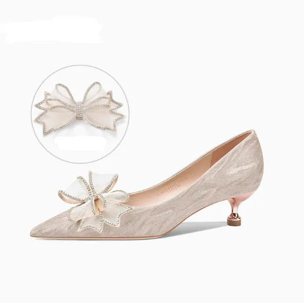 Champagne gold sequined women's pumps with stiletto heel in three height options for formal events