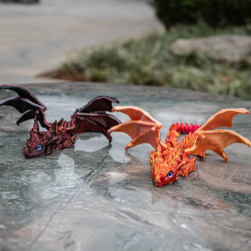 Red and gold printed PLA dragon wings costume prop toy