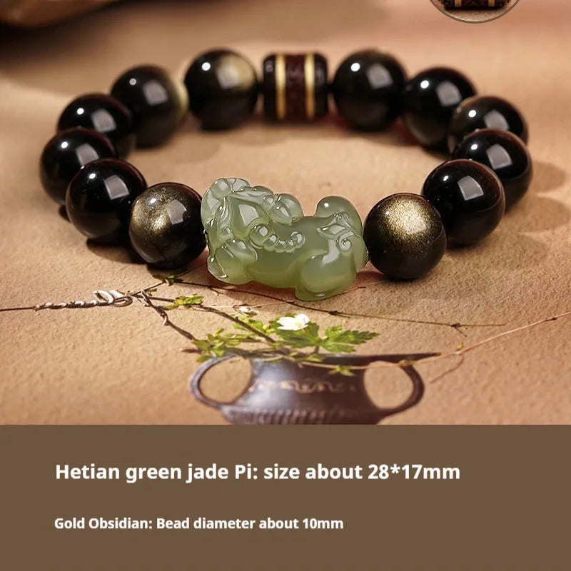 Hetian jade bracelet with braided rope closure in traditional Chinese style
