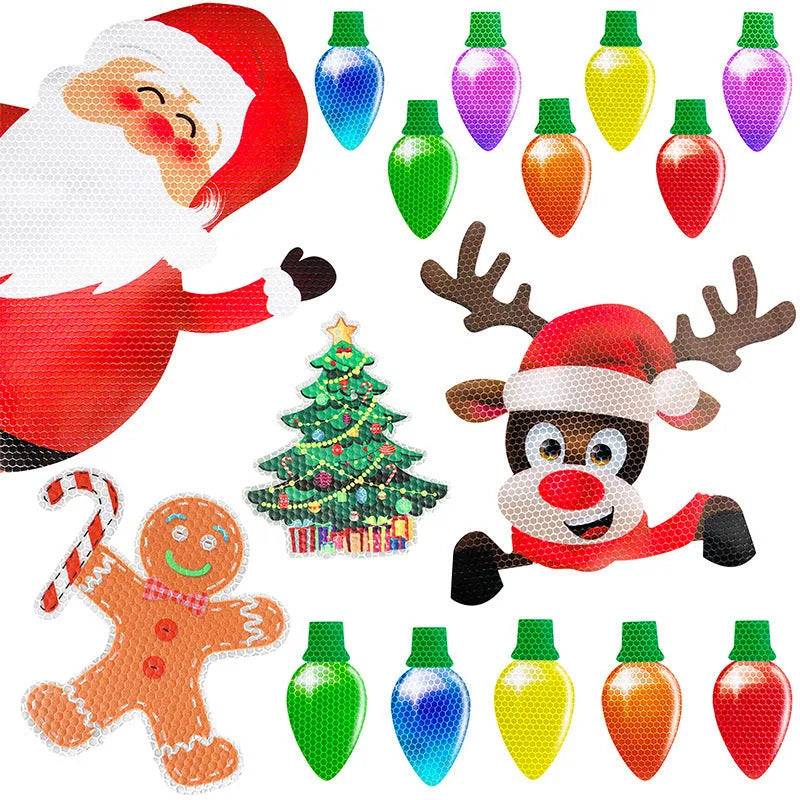 Magnetic Christmas light bulb paste set with 24 reflective bulbs and 12 wires for car decoration