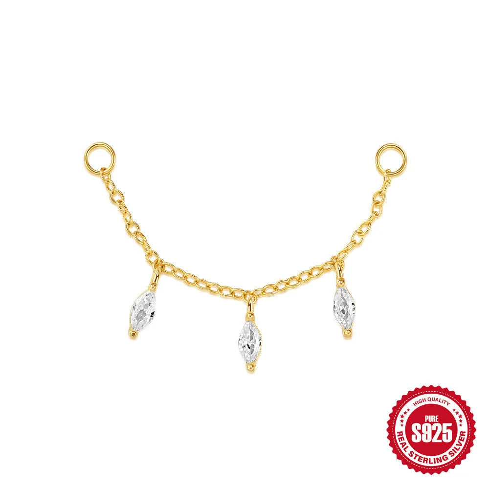 S925 sterling silver water drop earrings with a flat spiral geometric design in a gold tone.