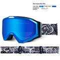 Motorcycle goggles with double-layer anti-fog design in multiple colour options including black frame with grey lens.