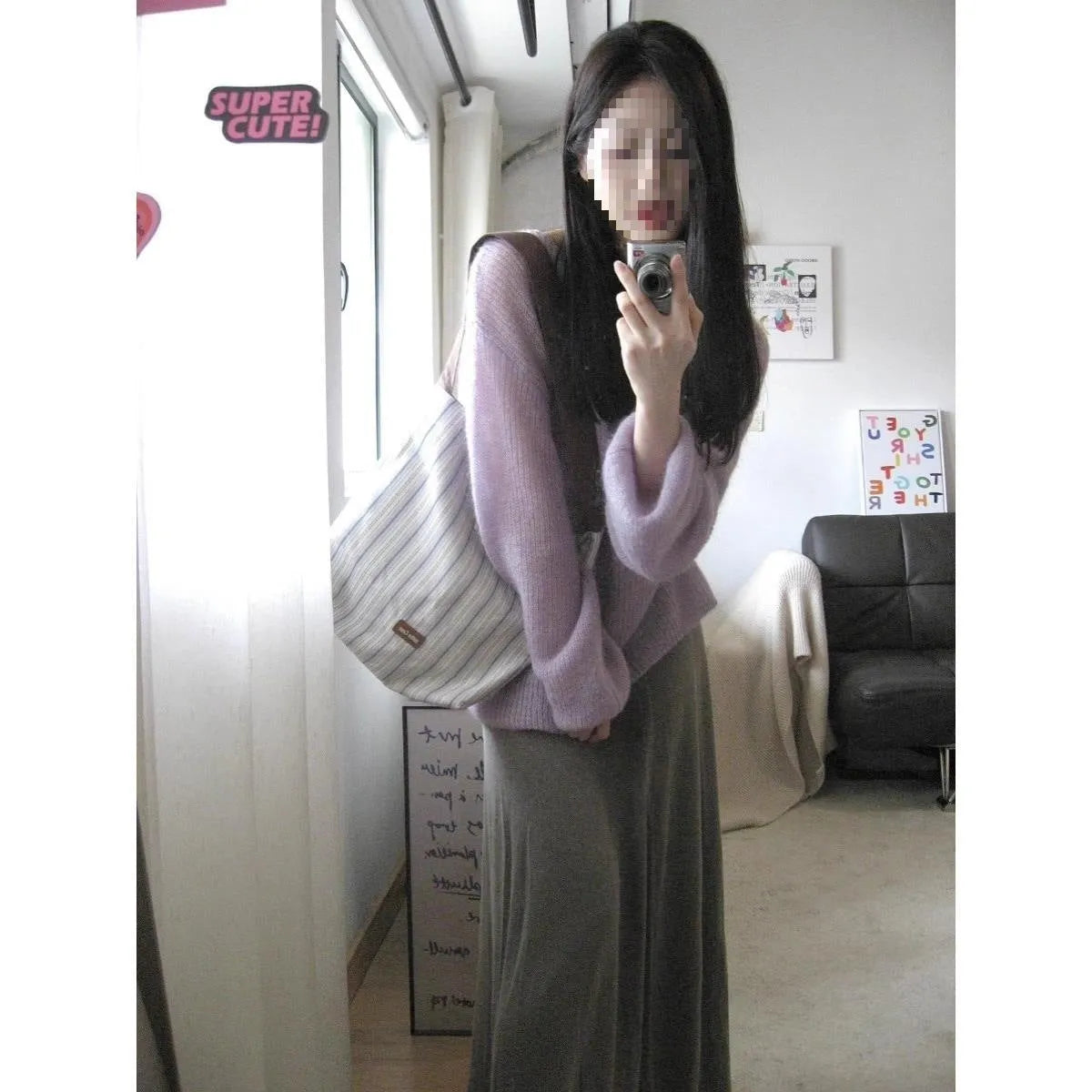 Purple women's blouse with hollow out detailing and princess sleeves