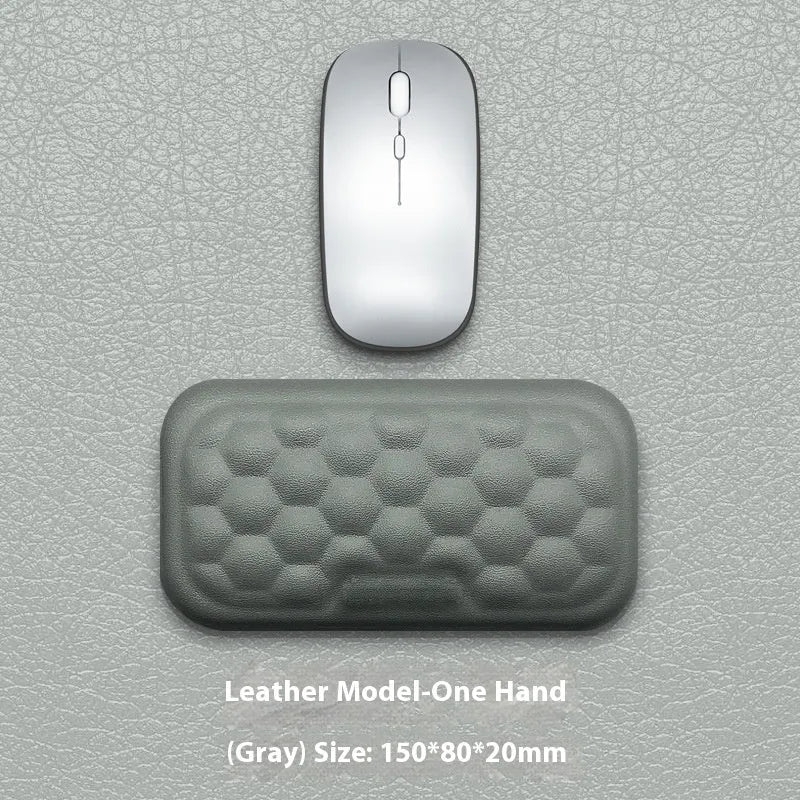 Memory foam computer wrist rest with silicone base in grey cloth cover style