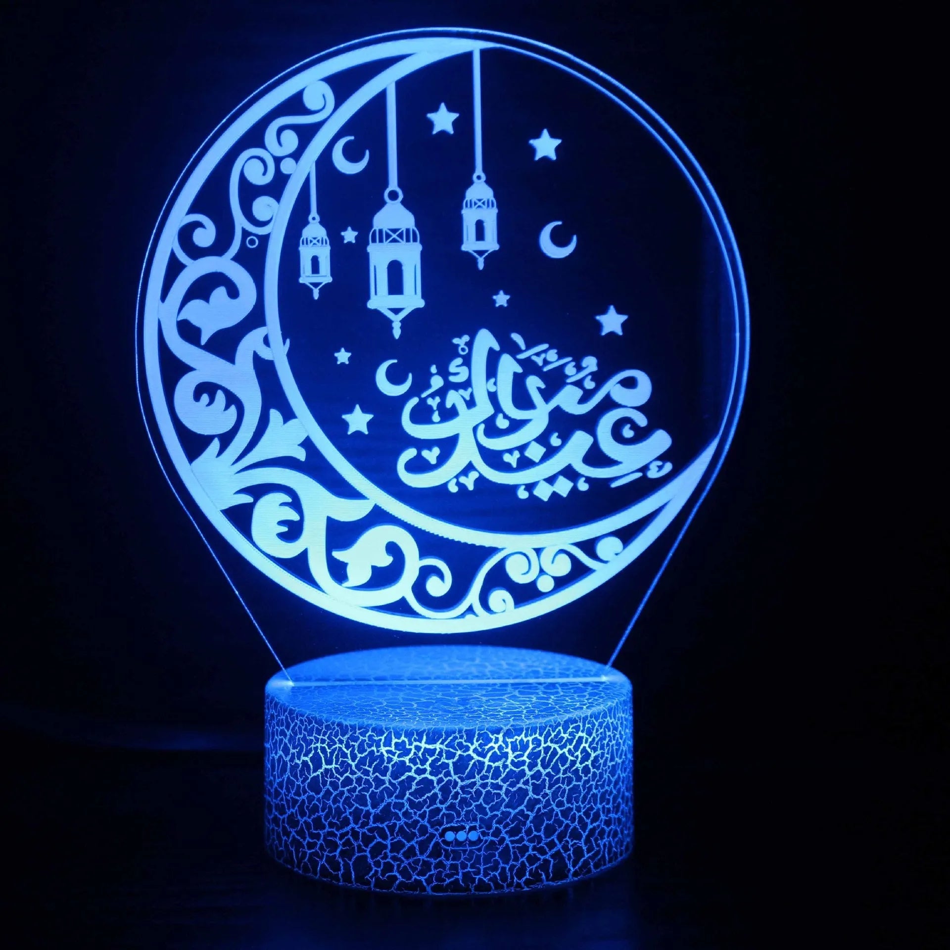 3D small LED night lamp with touch control and remote on bedside table