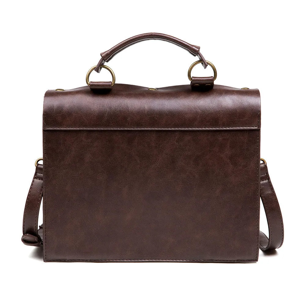 Bronze steampunk industrial retro shoulder bag with square pillow bag design and metal hardware