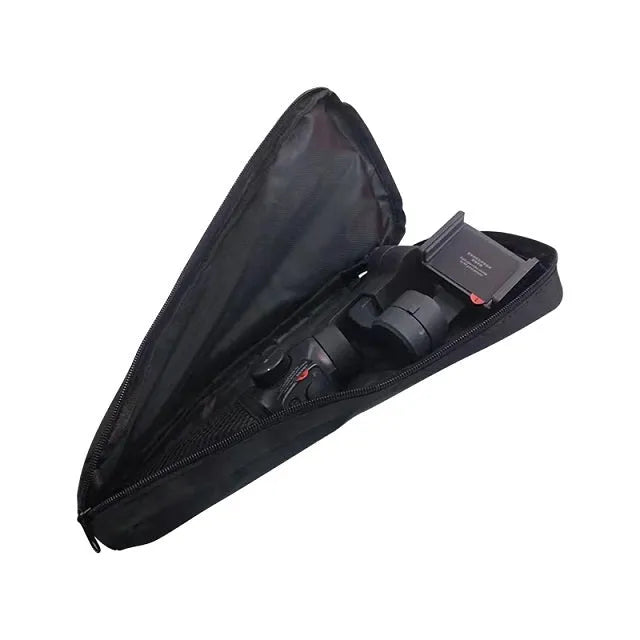 Black cloth storage bag for mobile phone stabilizer accessories with zipper