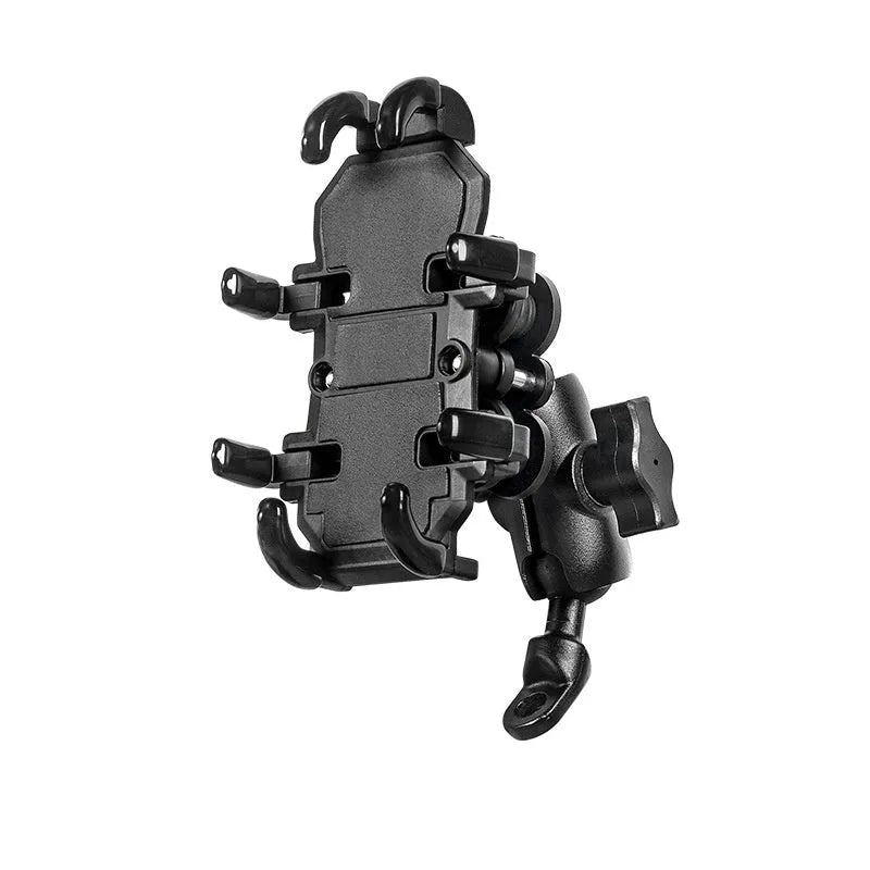 Aluminium alloy motorcycle phone bracket with eight claws and shock-absorbing mirror seat option