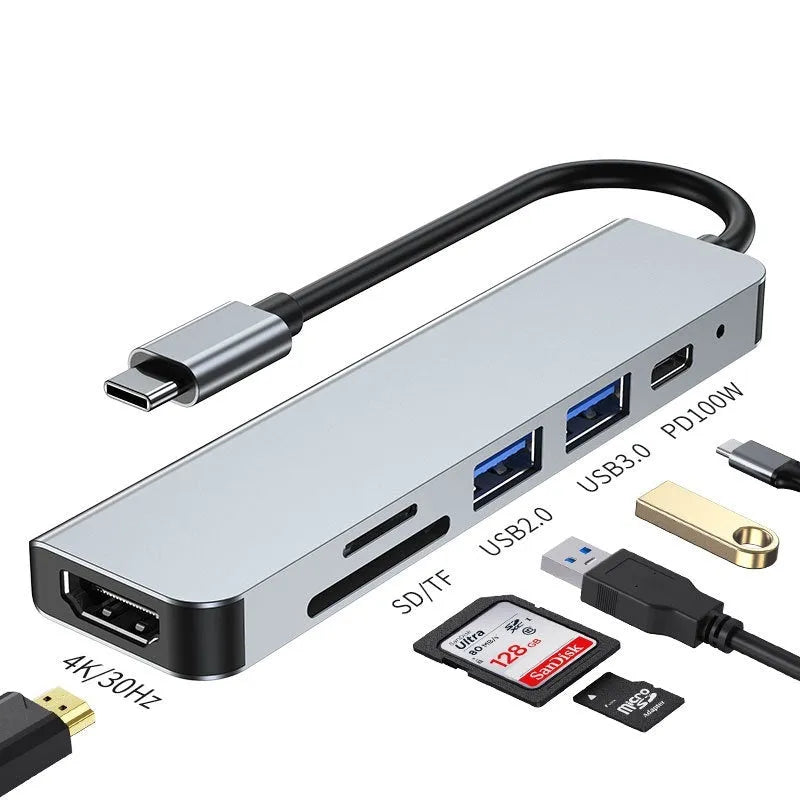 Portable notebook and tablet computer expansion dock with TYPE-C interface and 13.5cm cable