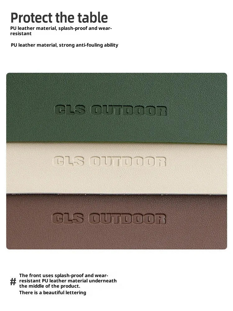 Waterproof PU table mat in beige, large size 56x33cm, with flocked backing, on a dining table