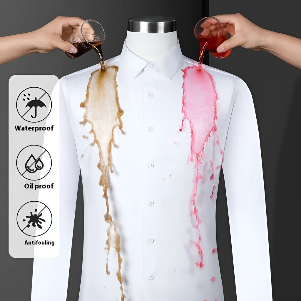 Men's slim fit bamboo fibre business shirt with square collar in solid colour