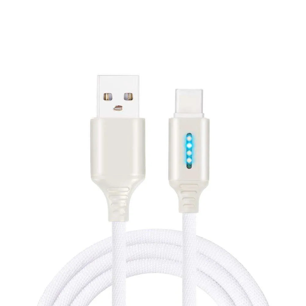 Fabric weave USB fast charging cable in black, 1 metre length for Android iPhone Type-C devices
