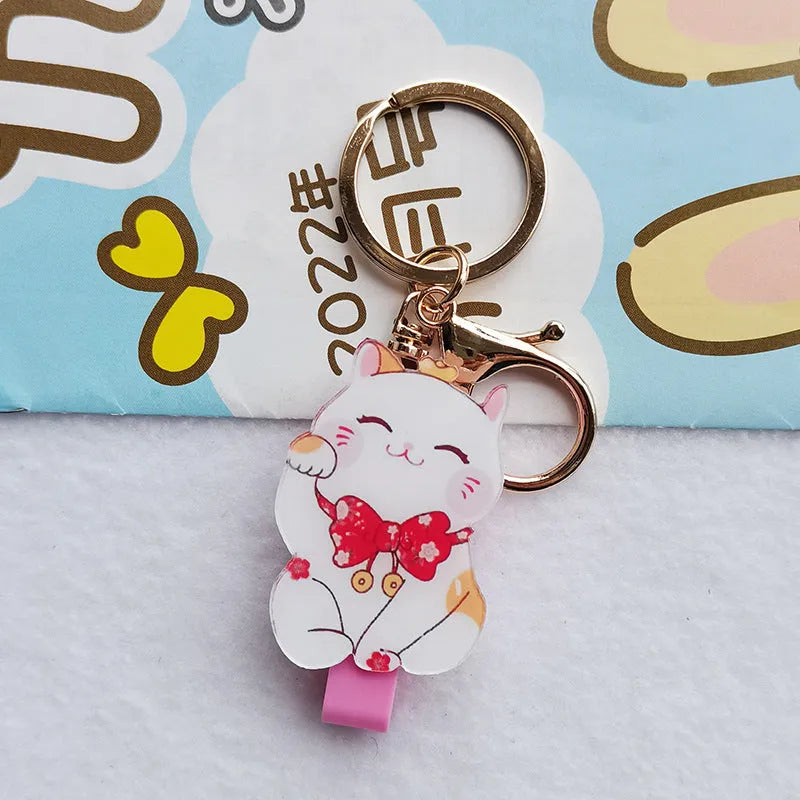 Lucky cat cartoon design certificate set with plastic card sleeve and ferrule pendant