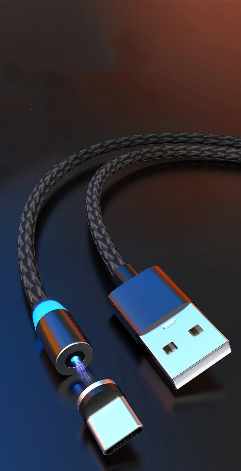 Magnetic mobile phone charging cable with breathing light indicator in multiple colour options