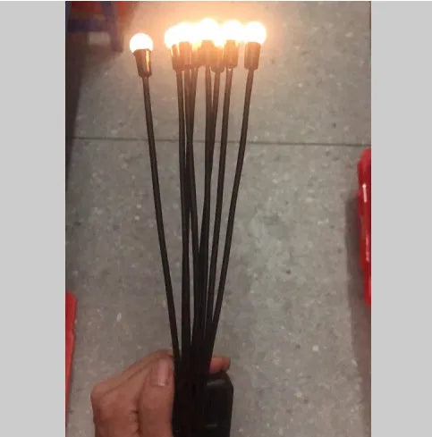 Solar-powered LED garden ground light with multiple light heads and a stainless steel spike for installation.
