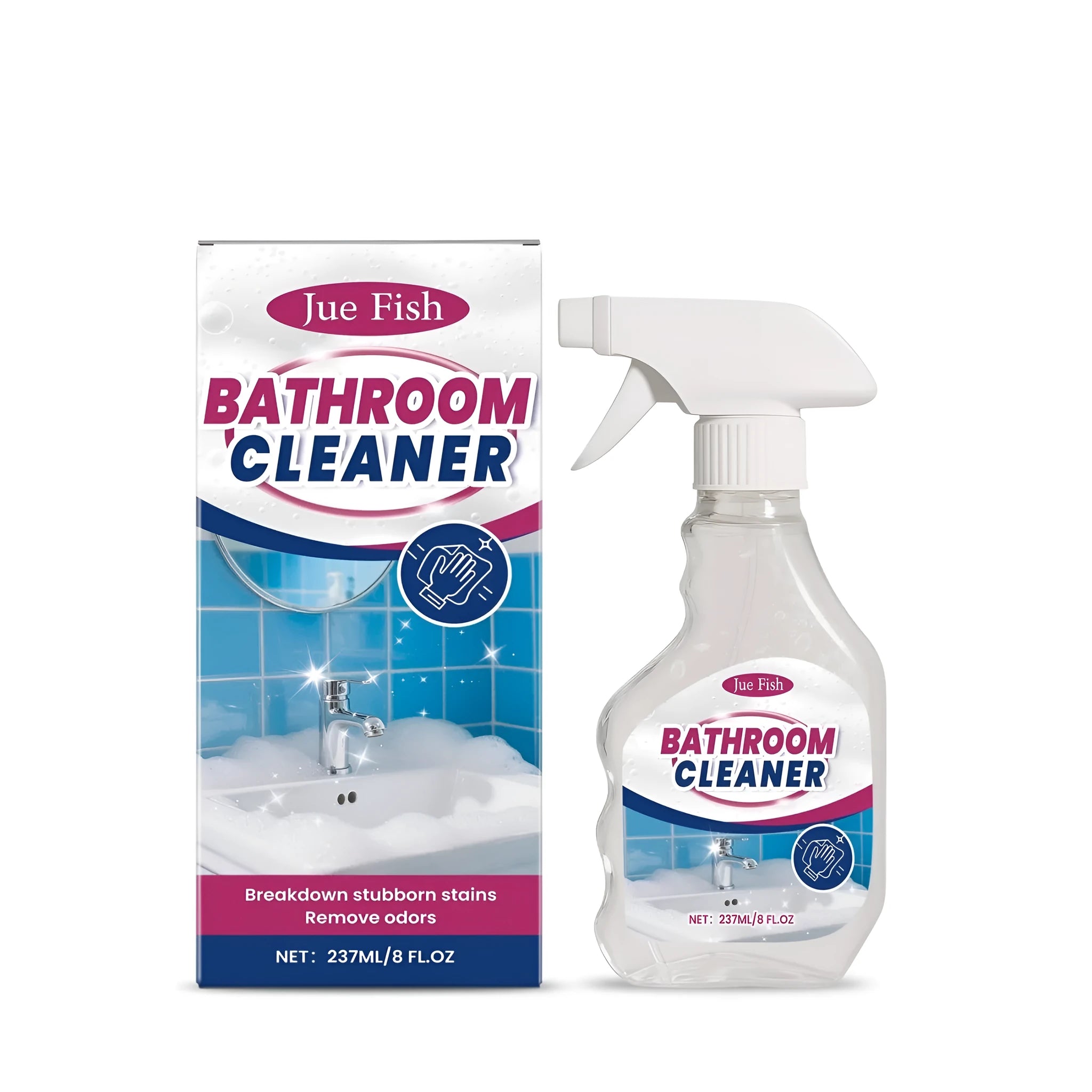 237ml bottle of bathroom cleaner liquid with sodium hydroxide and sodium hypochlorite