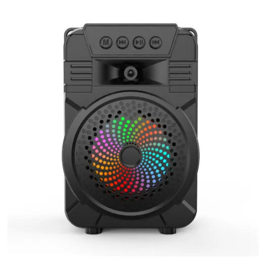 Black ABS Bluetooth speaker with outdoor portable microphone and subwoofer 140x210x109mm 600g