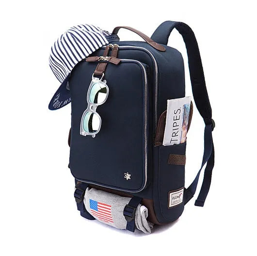 Men's modern Korean backpack in Oxford cloth showing army green colour option