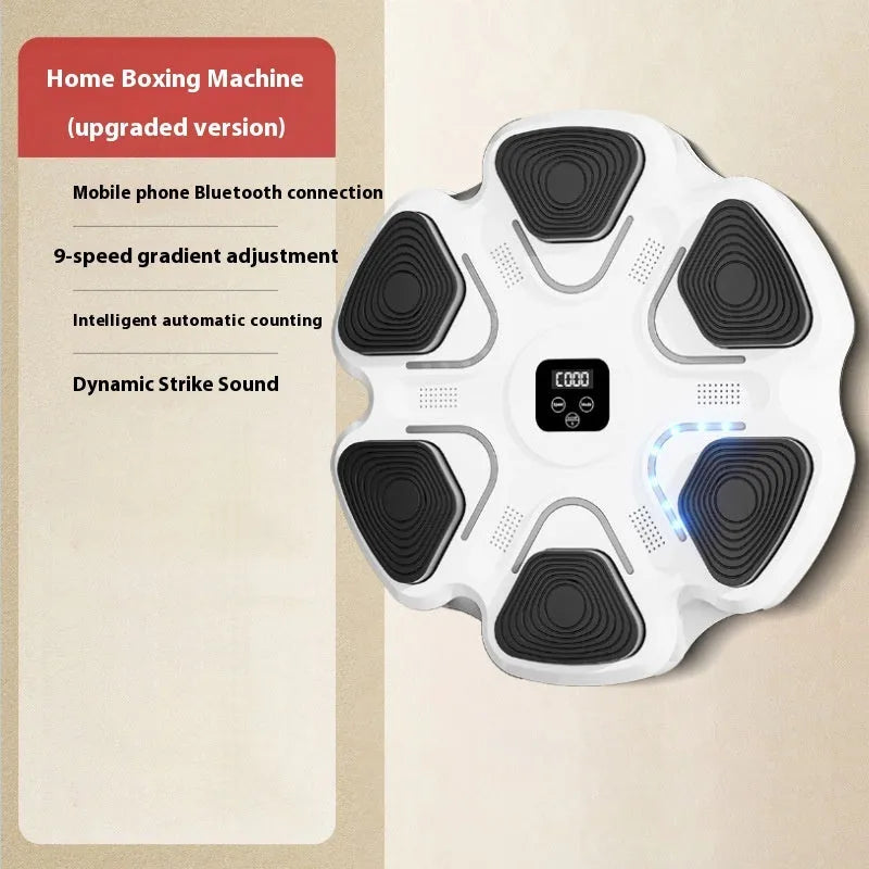 Smart music boxing machine wall target with electronic display and gloves for reaction training