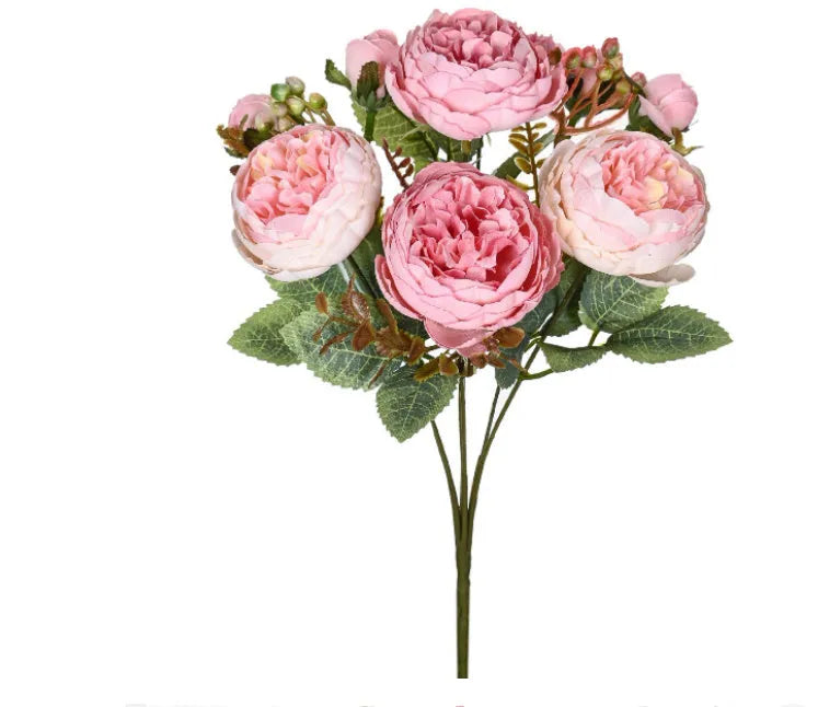 Artificial silk peony bouquet in champagne colour for home decoration and wedding events
