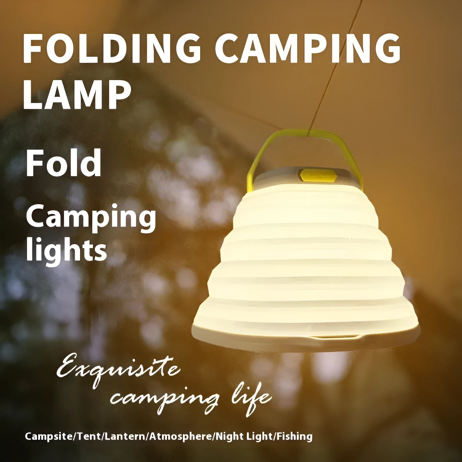 White portable camping lamp with large capacity lighting and single-key cycle switch