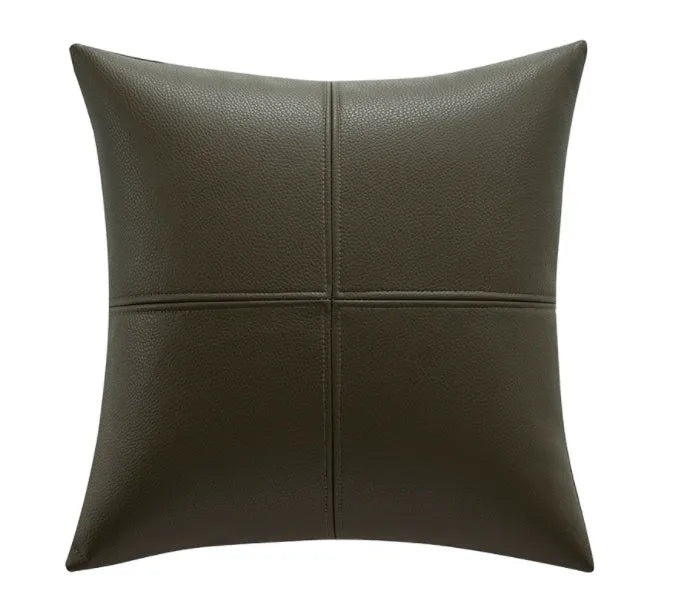 Solid colour cowhide leather pillow cover in Nordic style with PP cotton filler