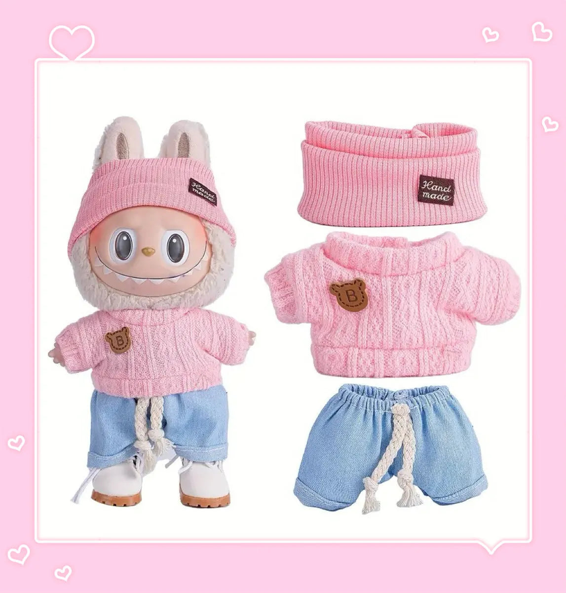 Doll casual dress suit in cloth material, purple sweater colour, with net pocket packaging, for teenager dolls aged 7-14 years