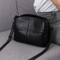 Genuine leather women's shoulder crossbody bag with plaid pattern in urban minimalist style
