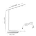 White bedside lamp with touch dimming control and USB charging port for children's bedrooms