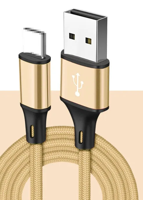 2m long USB mobile phone charging cable in multiple colours for Apple and Android Type C phones.