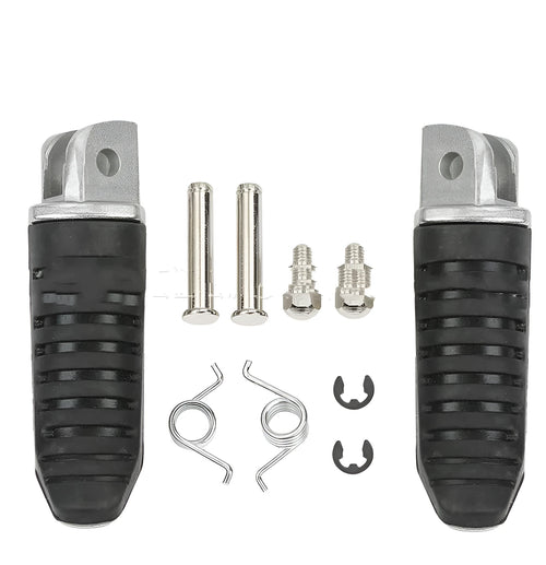 Black aluminium alloy motorcycle footpegs set for Suzuki models on a white background.