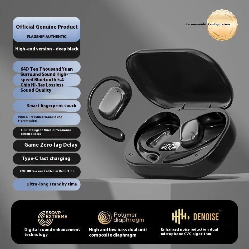 Wireless ear-mounted headphones with digital display screen in three colours