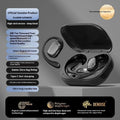 Wireless ear-mounted headphones with digital display screen in three colours