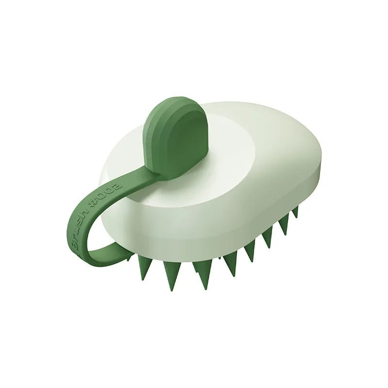 Soft silicone pet hair remover and massage brush for dogs in blue colour with ABS handle.