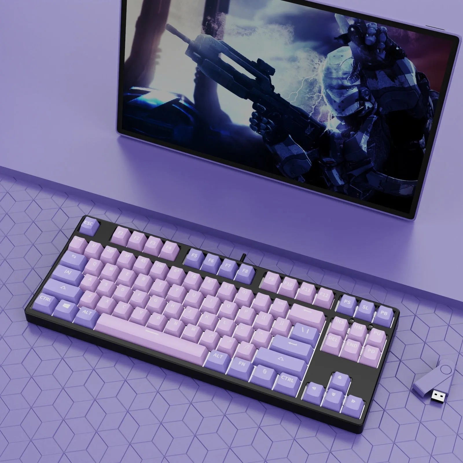 87-key mechanical gaming keyboard with colourful keycaps and metal chassis